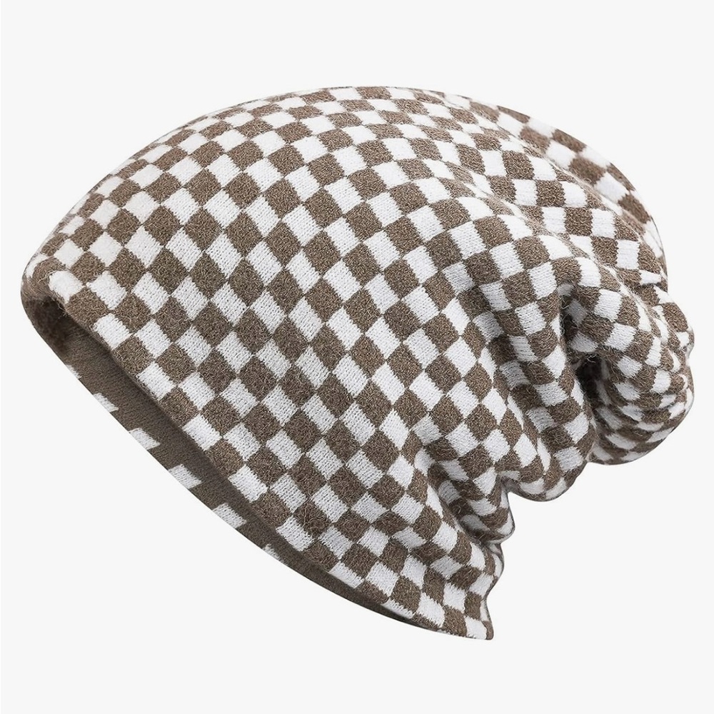 Plaid slouch beanie NWT
